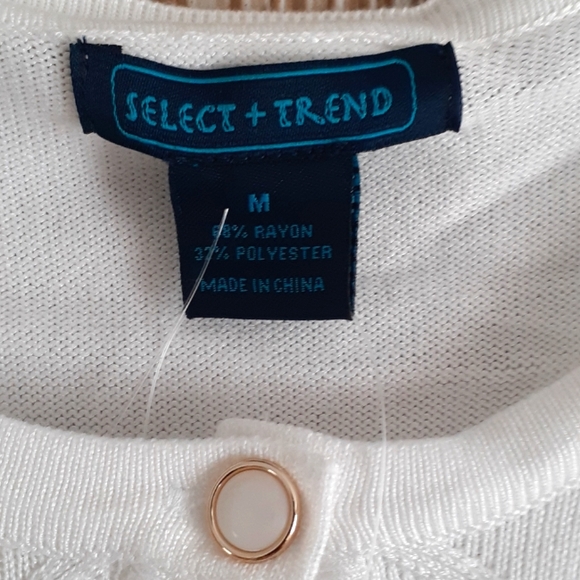 SELECT + TREND WHITE CARDIGAN SWEATER SIZE M NEW - Picture 4 of 6